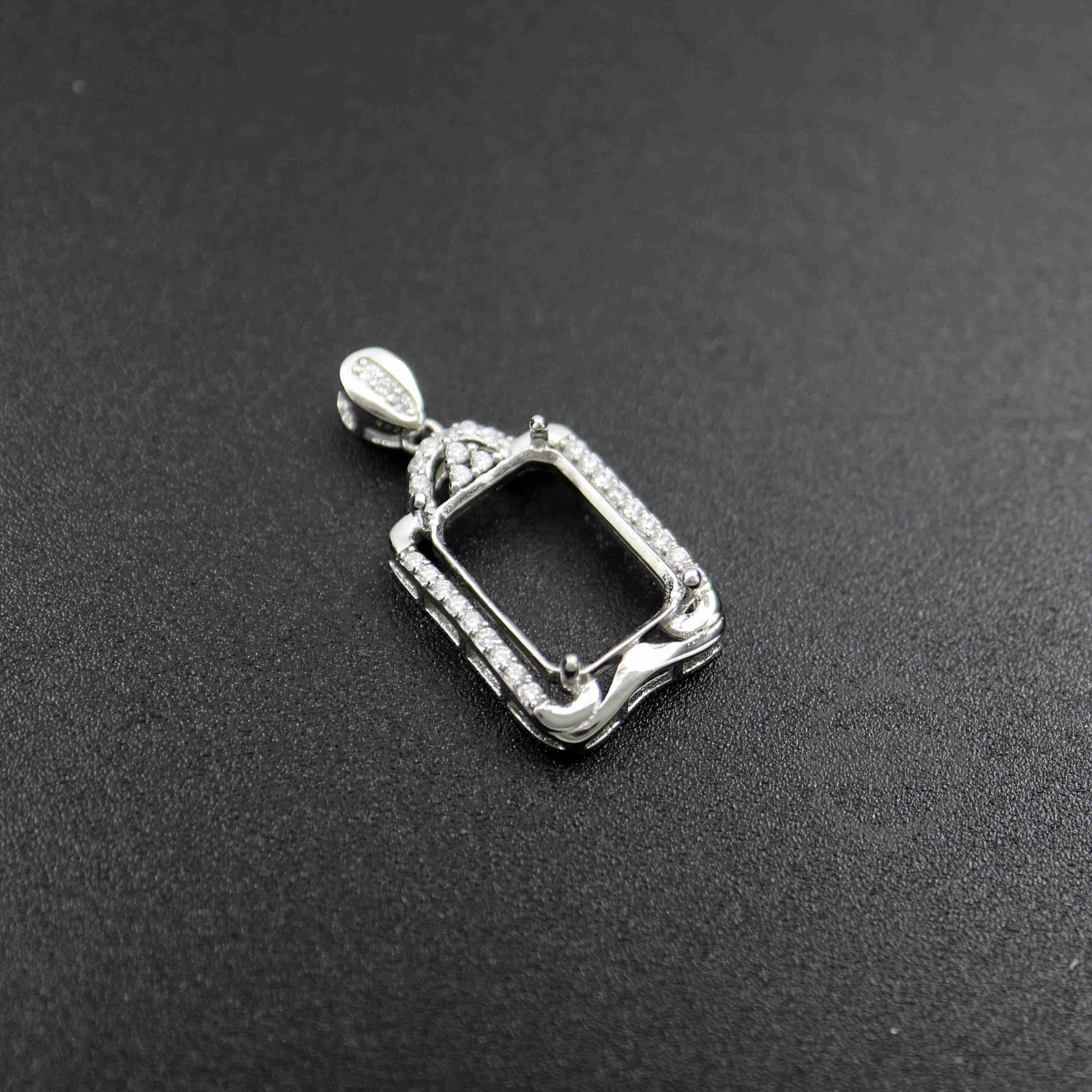 1Pcs Multiple Sizes Rose Gold Silver Prong Bezel Settings For Rectangle Cz Stone Solid 925 Sterling Silver DIY Pendant Charm Tray 1431033 - Click Image to Close